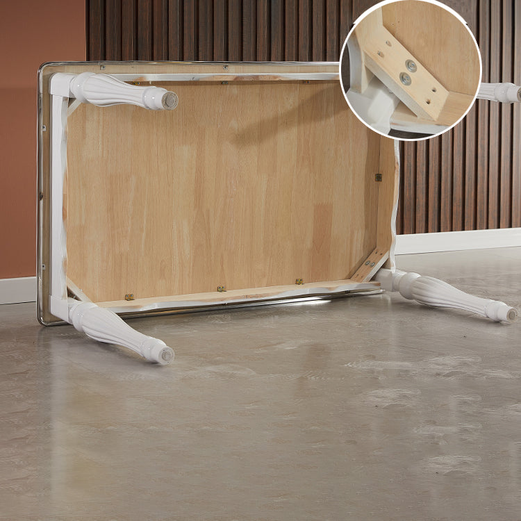 Traditional Solid Wood Top Dining Set with 4 White Solid Wood Legs for Dining Furniture