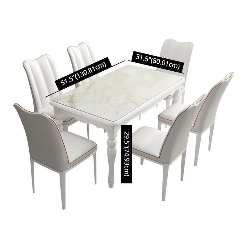 Traditional Solid Wood Top Dining Set with 4 White Solid Wood Legs for Dining Furniture