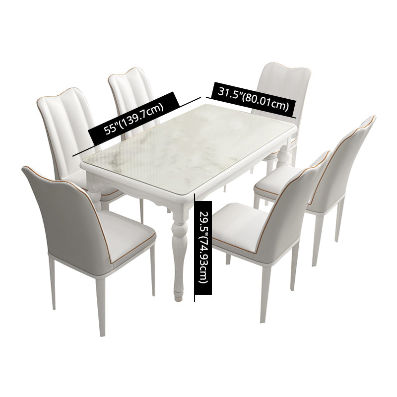 Traditional Solid Wood Top Dining Set with 4 White Solid Wood Legs for Dining Furniture