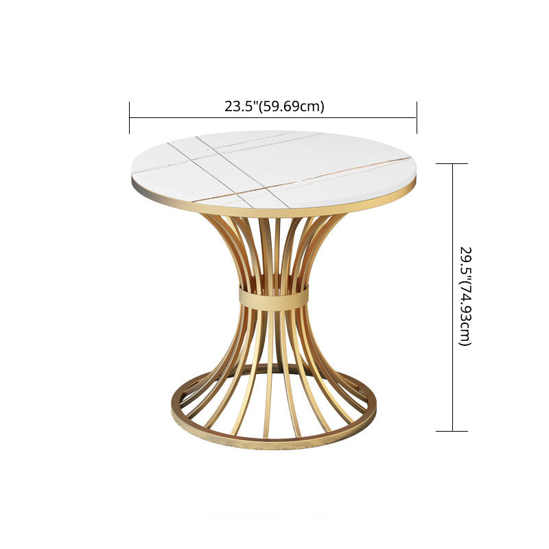 Modern Style Sintered Stone Dining Room Set with Round Table and Gold Leg Dining Table Furniture