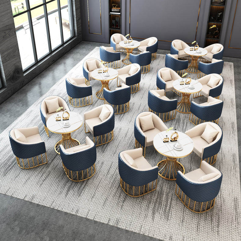 Modern Style Sintered Stone Dining Room Set with Round Table and Gold Leg Dining Table Furniture