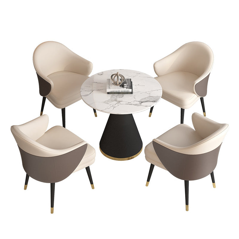 Scandinavian Kitchen Dining Room Set with Sintered Stone Top and Black Base Dining Furniture