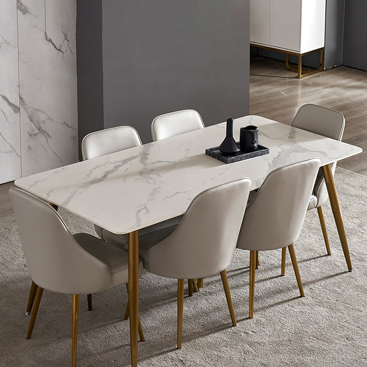 Modern Style Sintered Stone Dining Table with White Fixed Table for Home Use