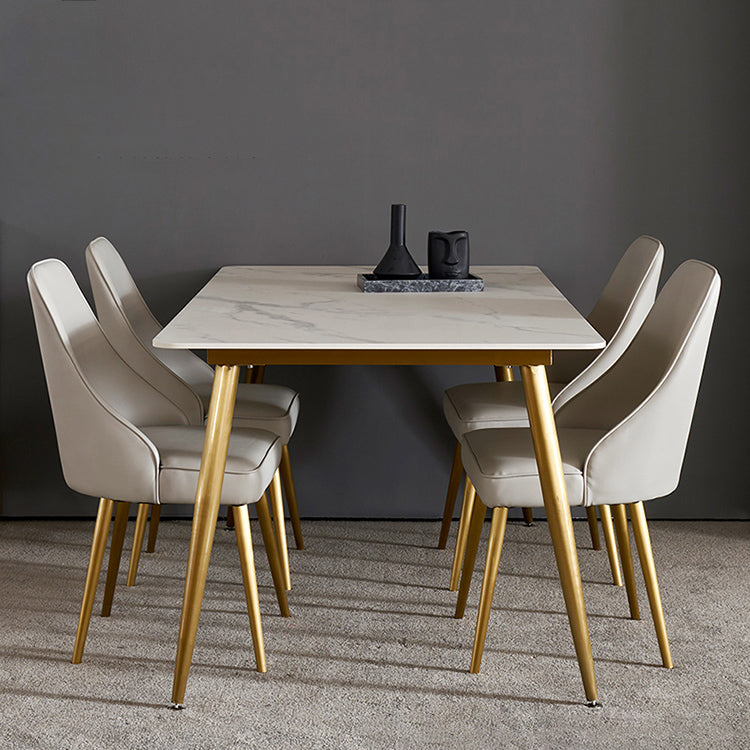 Modern Style Sintered Stone Dining Table with White Fixed Table for Home Use