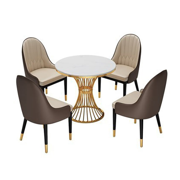 Scandinavian Sintered Stone Dining Room Set Standard Height with Gold Base Dining Furniture