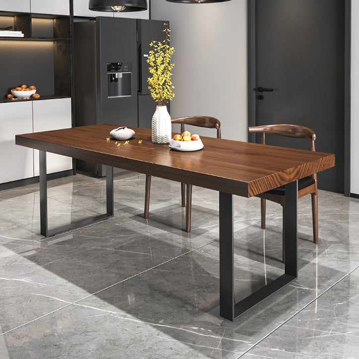 Industrial Solid Wood Rectangle Shape Dining Furniture 2 Wood Legs Table Formal for Home