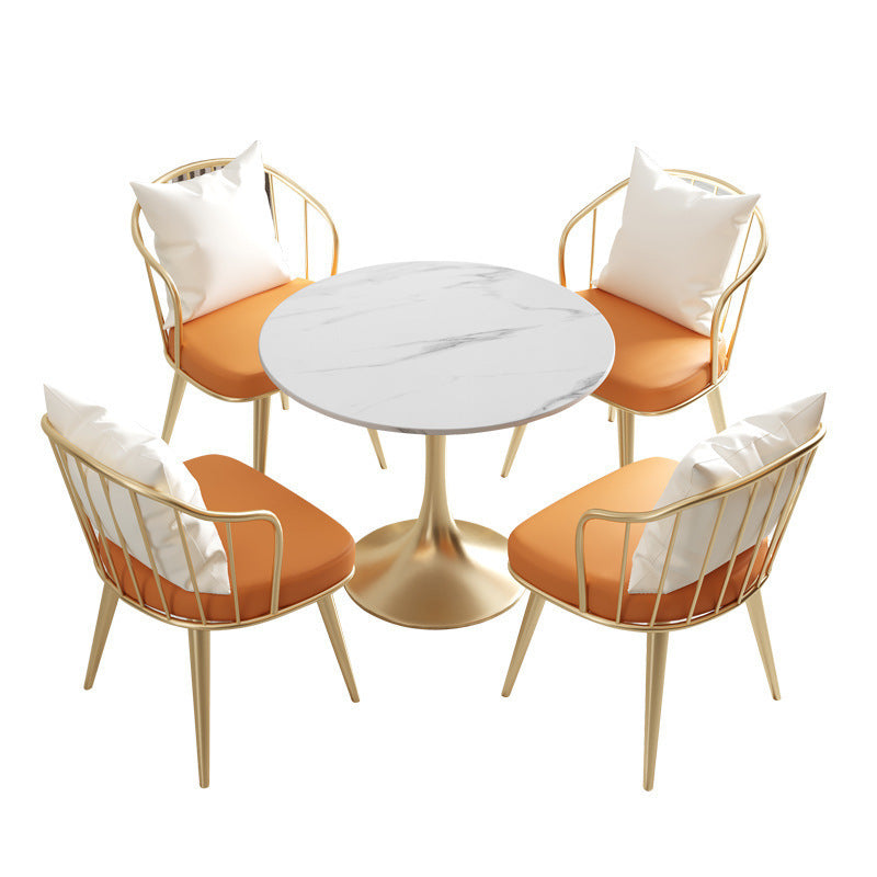 Glam Sintered Stone Dining Room Set with Gold Leg Dining Furniture for Home Use