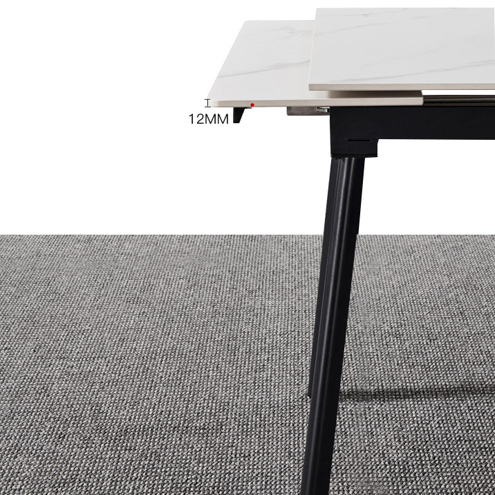 Round Standard Sintered Stone Top Dining Set with 4 Black Metallic Legs for Dining Furniture