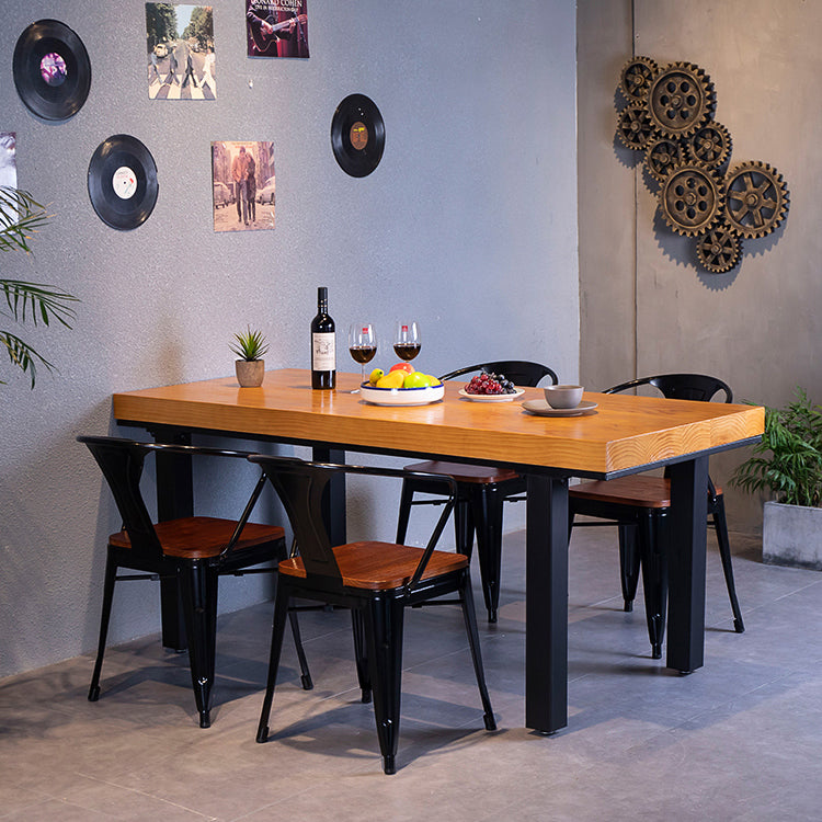 Industrial Rectangle Shape Dinette Set Solid Wood Top Dining Table Furniture for Dining Room