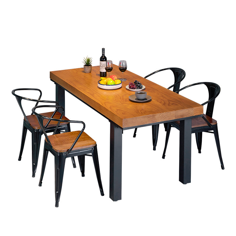 Industrial Rectangle Shape Dinette Set Solid Wood Top Dining Table Furniture for Dining Room