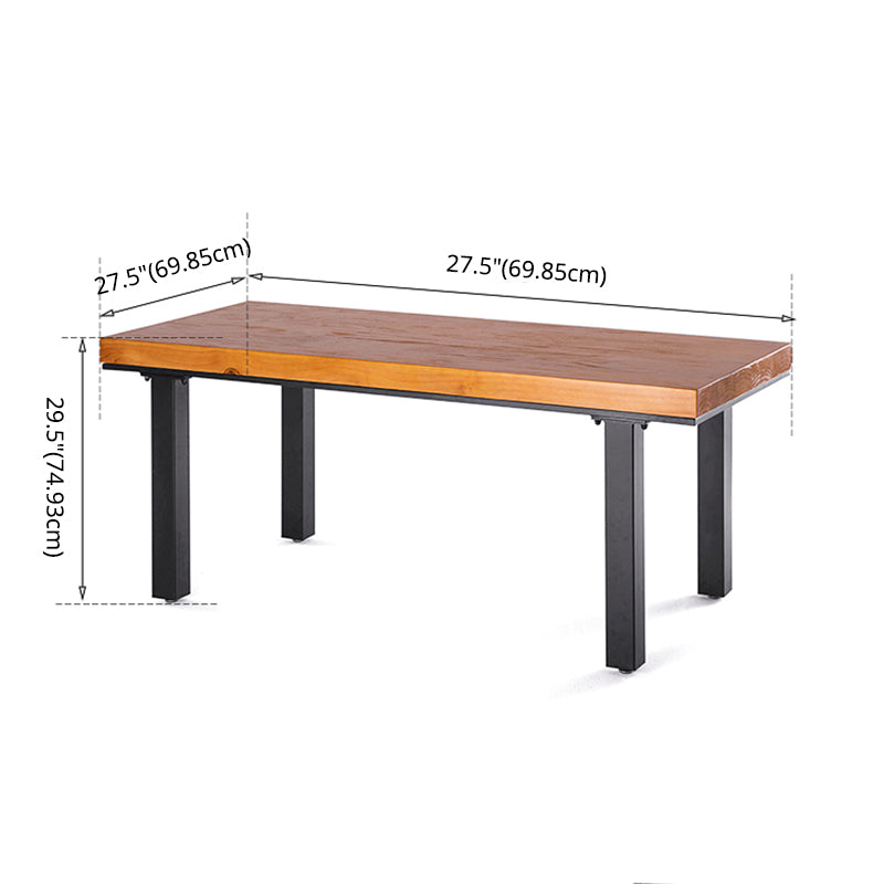 Industrial Rectangle Shape Dinette Set Solid Wood Top Dining Table Fur