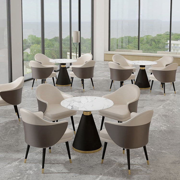 Modern Style Sintered Stone White Dining Room Set with Round Table Formal Dining Table Furniture