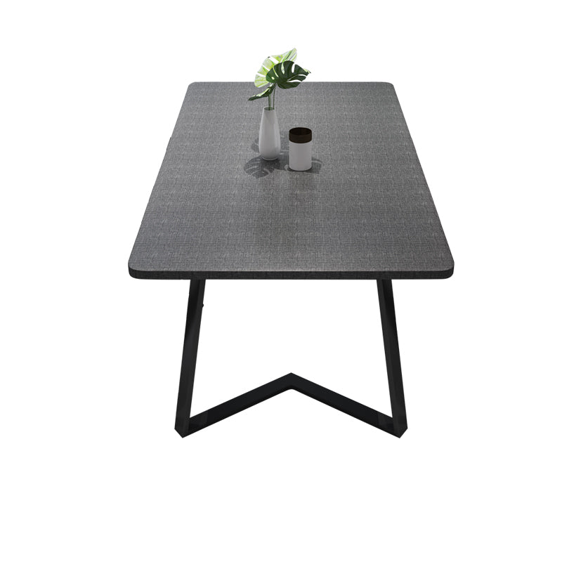 Modern Style Traditional Height Dining Set with Rectangle Shape Table and Black Double Pedestal Base