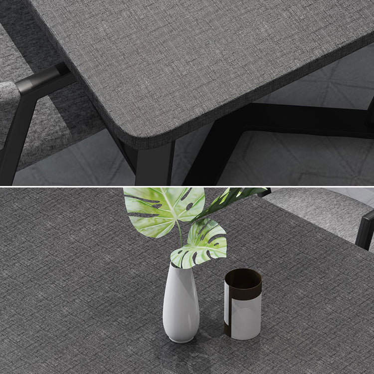 Modern Style Traditional Height Dining Set with Rectangle Shape Table and Black Double Pedestal Base