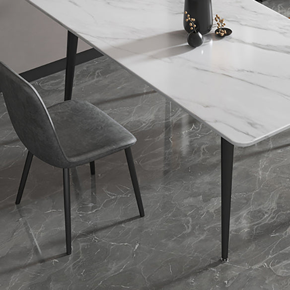 Modern Style Sintered Stone Dining Room Set with Fixed Rectangle Shape Table and 4 Legs Base