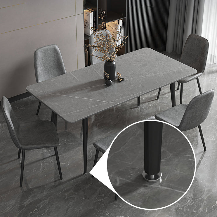 Modern Style Sintered Stone Dining Room Set with Fixed Rectangle Shape Table and 4 Legs Base