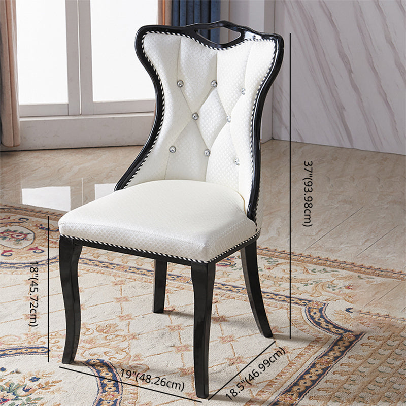 Victorian Style Marble Dining Set with White Table and 4 Black Legs Base for Home Use