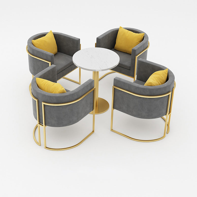 Glam Style Sintered Stone White Dining Room Set with Round Table Formal Dining Table Furniture