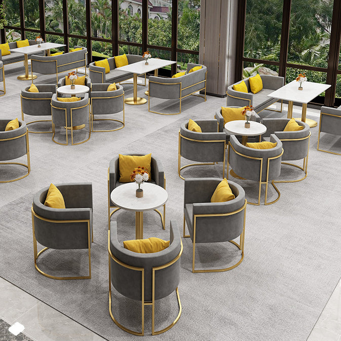 Glam Style Sintered Stone White Dining Room Set with Round Table Formal Dining Table Furniture