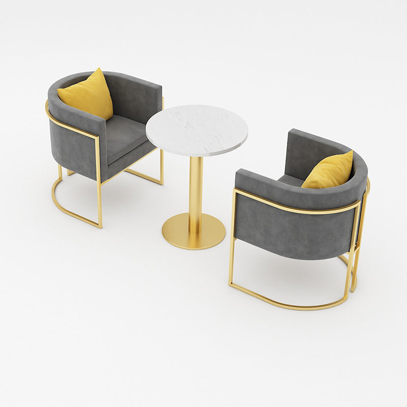 Glam Style Sintered Stone White Dining Room Set with Round Table Formal Dining Table Furniture