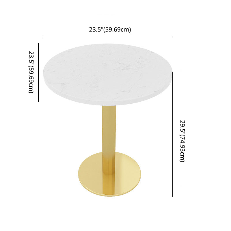 Glam Style Sintered Stone White Dining Room Set with Round Table Formal Dining Table Furniture