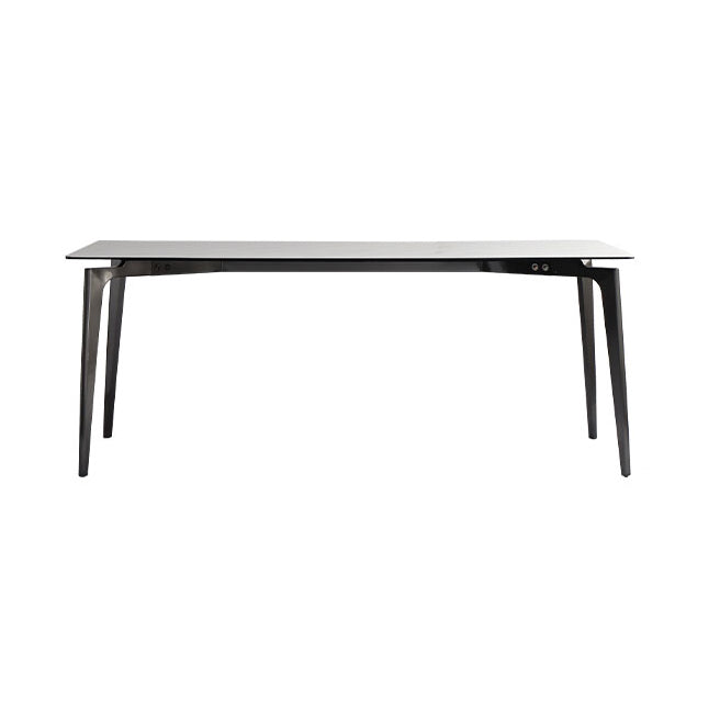 Minimalist Dining Table Set Metal Frame Grey Slate Rectangular Dining Table Set with 4 Legs Base