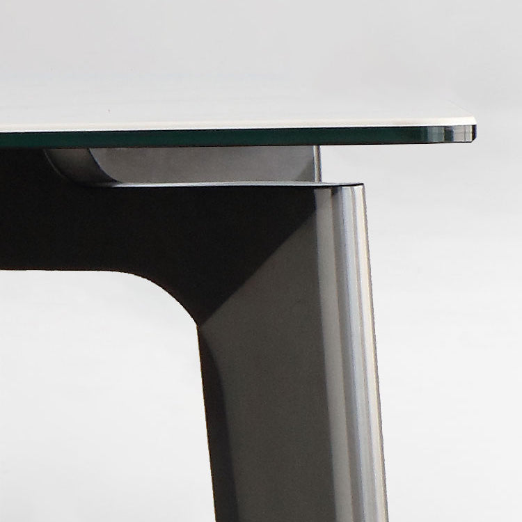 Minimalist Dining Table Set Metal Frame Grey Slate Rectangular Dining Table Set with 4 Legs Base