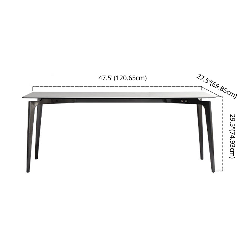 Minimalist Dining Table Set Metal Frame Grey Slate Rectangular Dining Table Set with 4 Legs Base