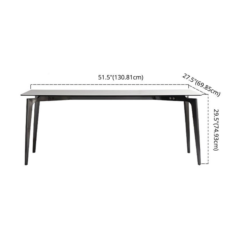 Minimalist Dining Table Set Metal Frame Grey Slate Rectangular Dining Table Set with 4 Legs Base