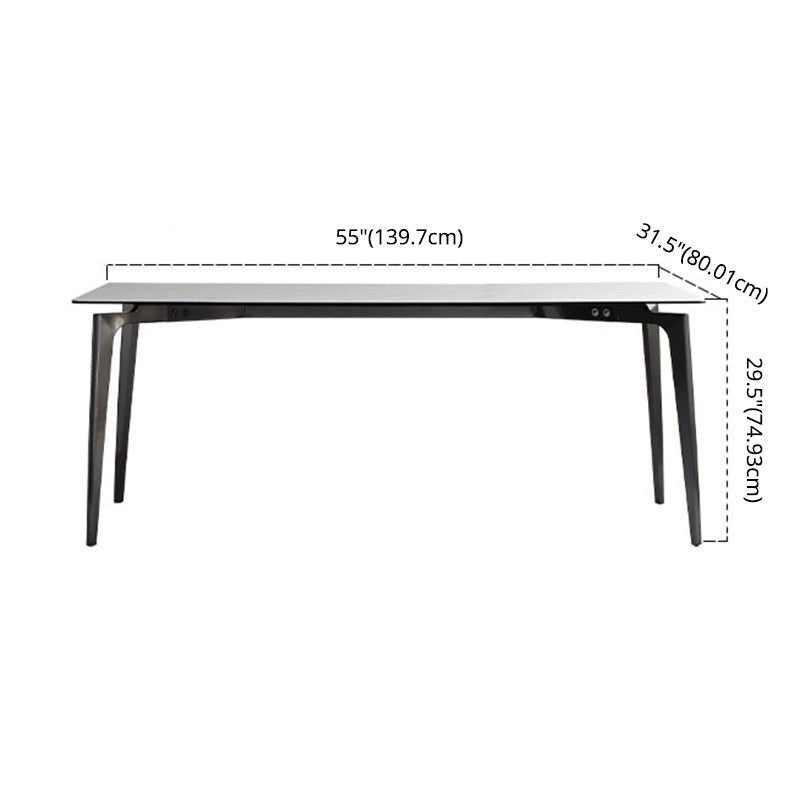 Minimalist Dining Table Set Metal Frame Grey Slate Rectangular Dining Table Set with 4 Legs Base