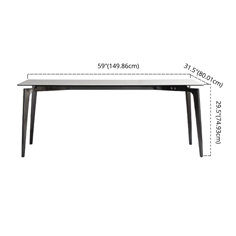 Minimalist Dining Table Set Metal Frame Grey Slate Rectangular Dining Table Set with 4 Legs Base