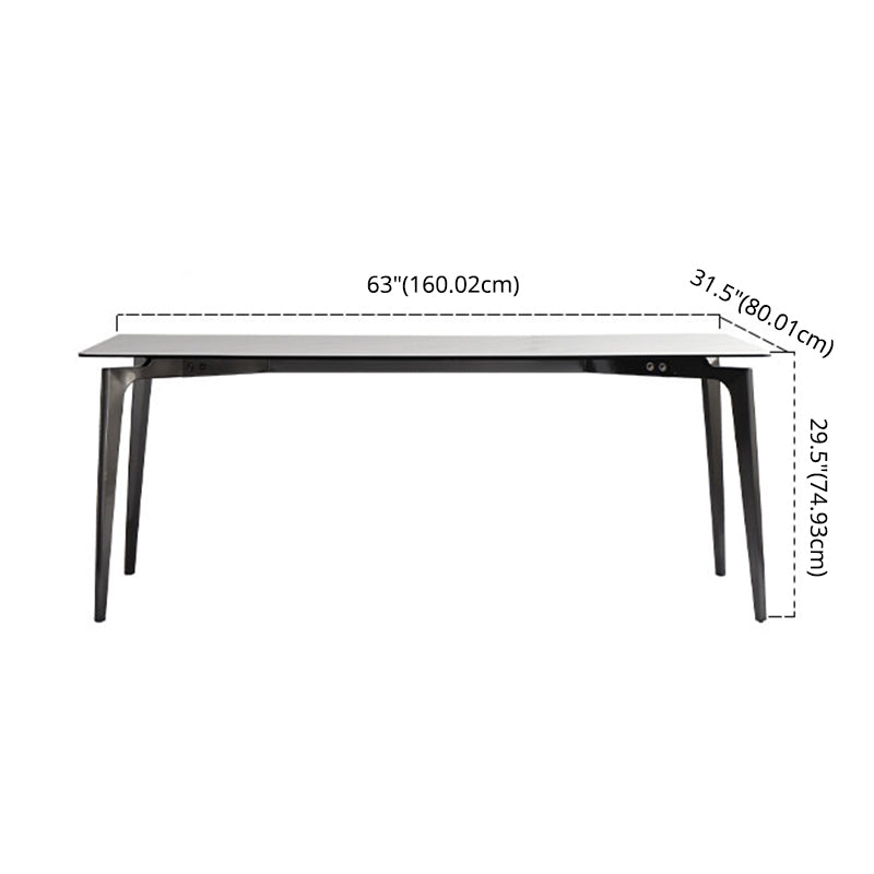 Minimalist Dining Table Set Metal Frame Grey Slate Rectangular Dining Table Set with 4 Legs Base