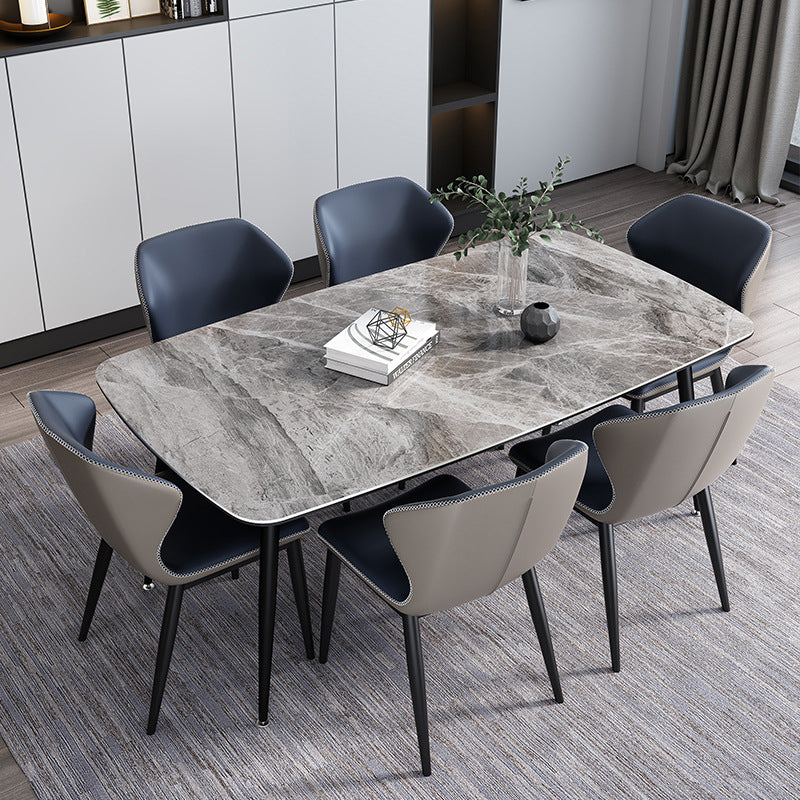 Modern Style Dining Room Set with Sintered Stone Dining Table and Upholstery Chairs