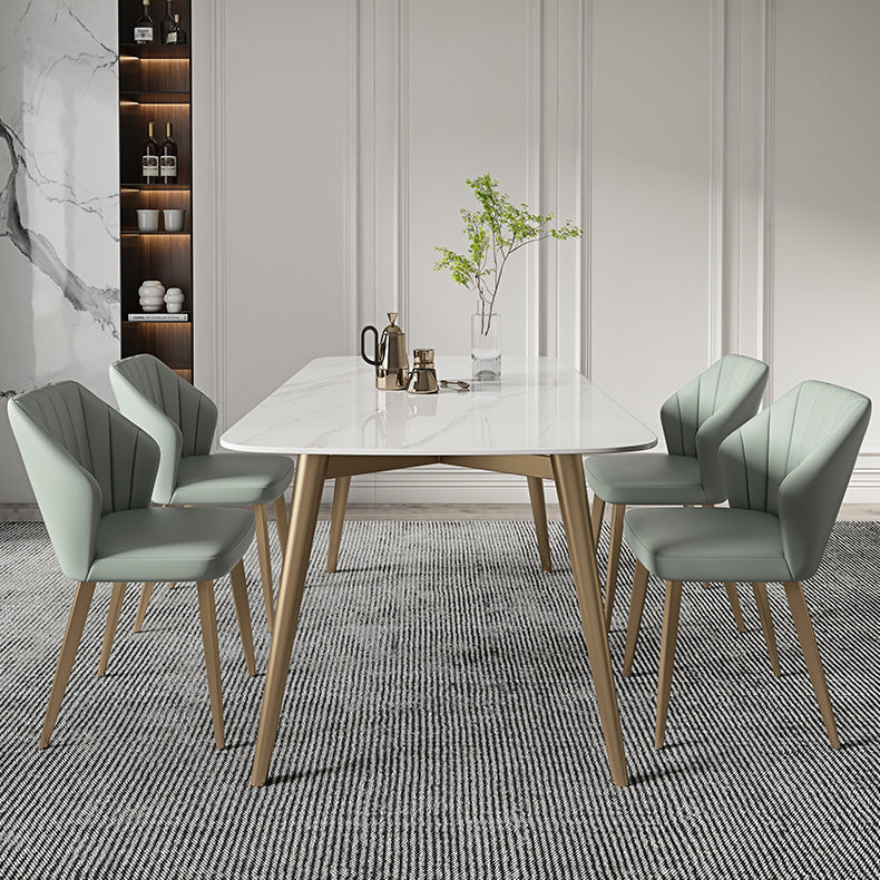 Contemporary Table Dining Set with Sintered Stone Table and Upholstered Chairs