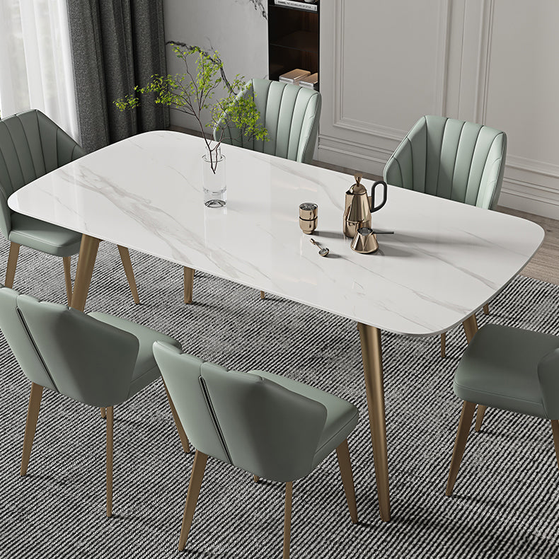 Contemporary Table Dining Set with Sintered Stone Table and Upholstered Chairs