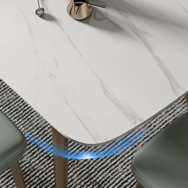 Contemporary Table Dining Set with Sintered Stone Table and Upholstered Chairs