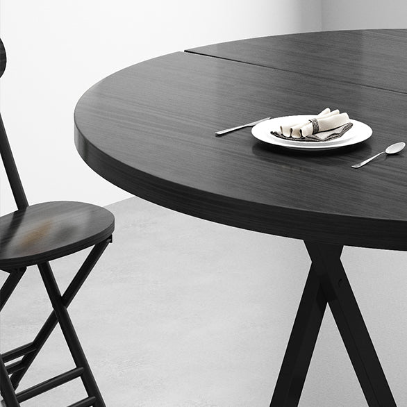 Standard Wooden Too Dining Table Set with Black Metallic Legs for Dining Furniture