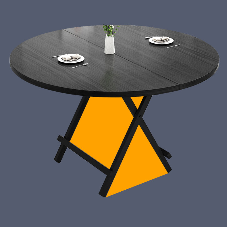 Standard Wooden Too Dining Table Set with Black Metallic Legs for Dining Furniture