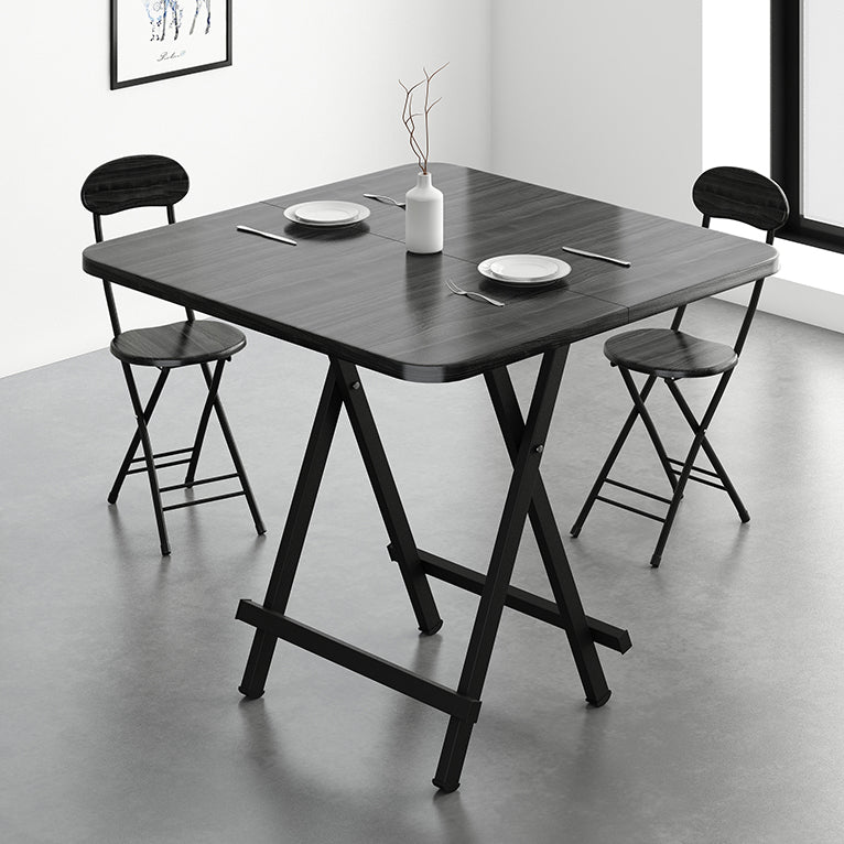Modern Style Compact Wood Top Dining Set with 4 Black Metallic Legs Base for Dining Furniture