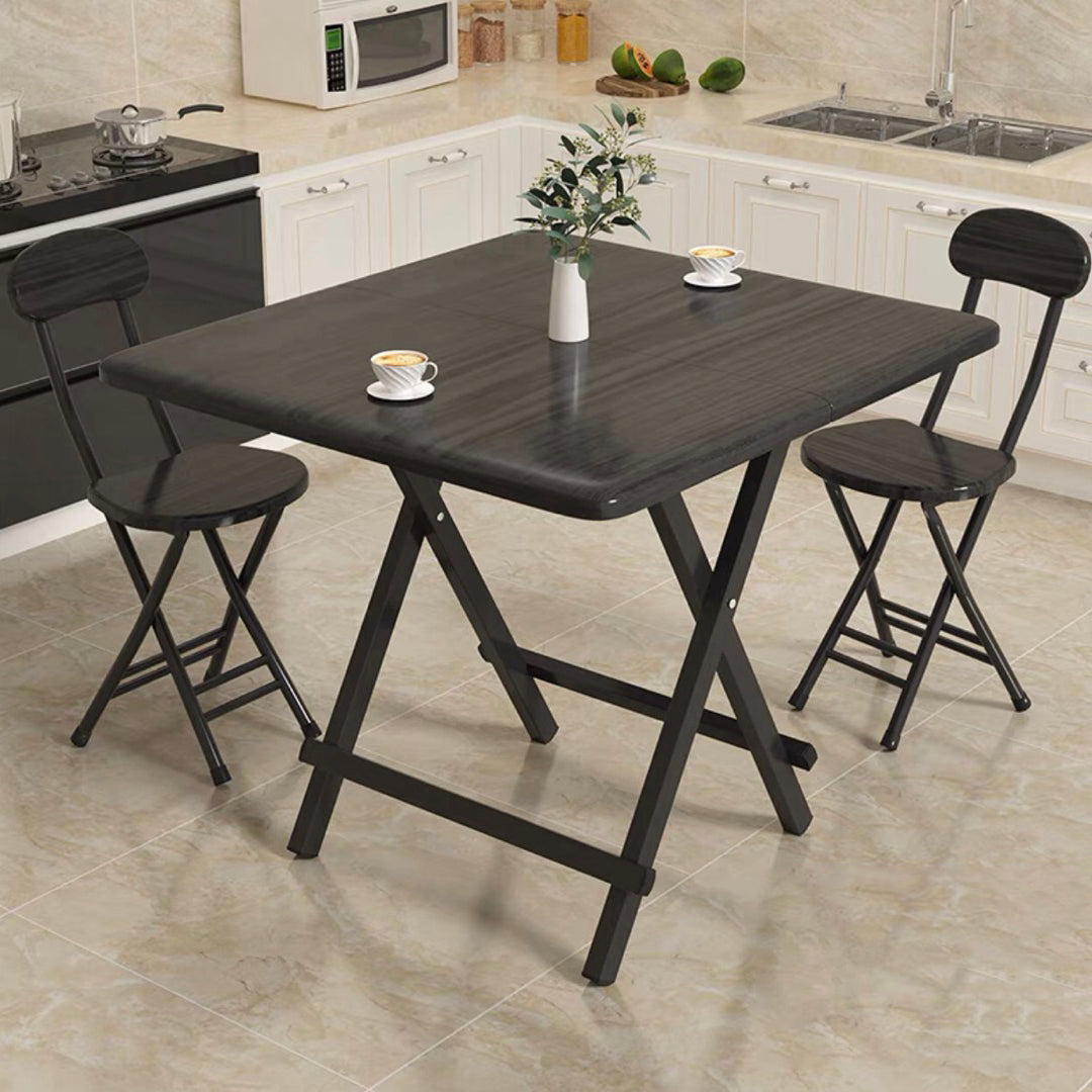 Modern Style Compact Wood Top Dining Set with 4 Black Metallic Legs Base for Dining Furniture