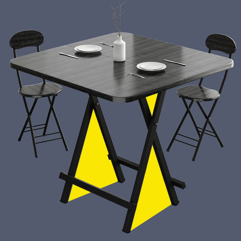 Modern Style Compact Wood Top Dining Set with 4 Black Metallic Legs Base for Dining Furniture