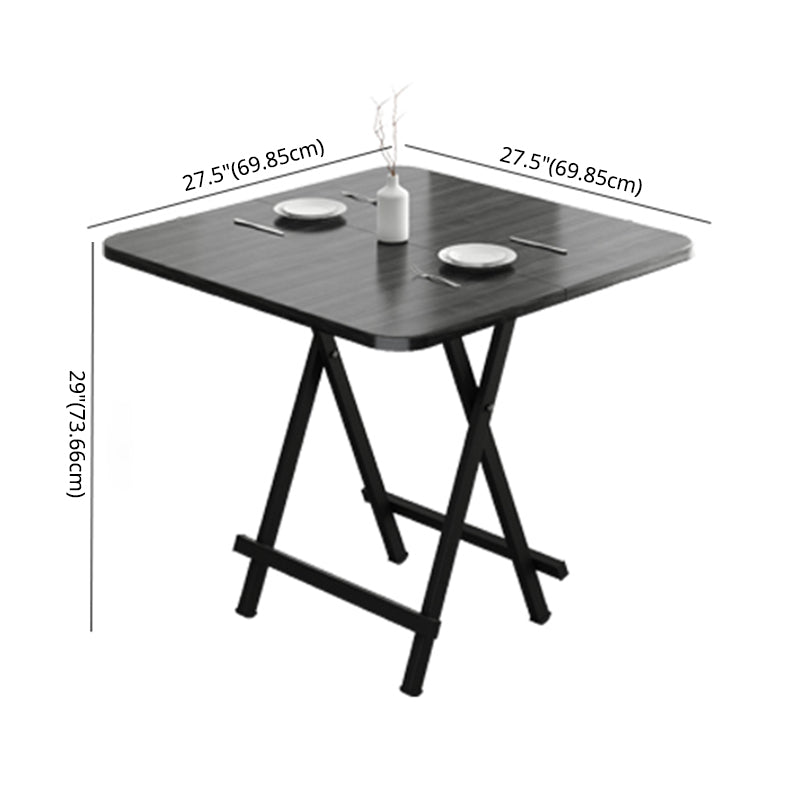 Modern Style Compact Wood Top Dining Set with 4 Black Metallic Legs Base for Dining Furniture