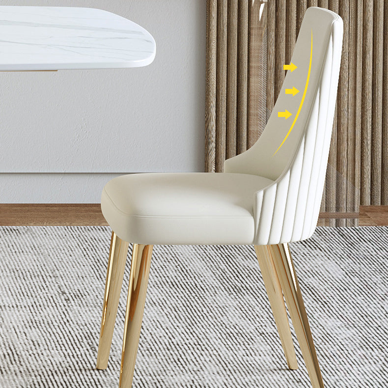 Glam Sintered Stone White Dining Room Set with Round Table Dining Table Furniture