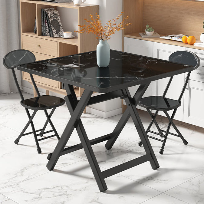 Modern Style Wood Top Dining Set with Square Shape Dinette Set with Double Pedestal Table