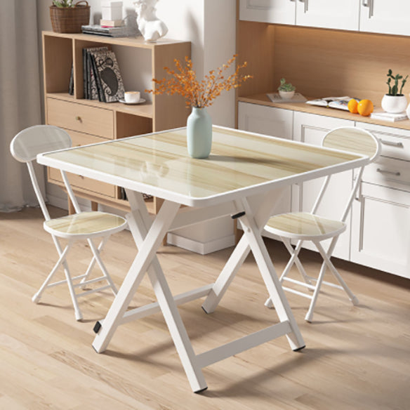 Modern Style Wood Top Dining Set with Square Shape Dinette Set with Double Pedestal Table