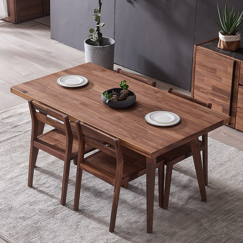 Traditional Style Solid Wood Dining Room Set with Walnut Table and 4 Legs Base