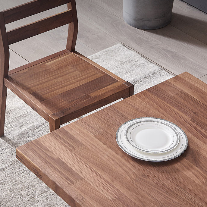 Traditional Style Solid Wood Dining Room Set with Walnut Table and 4 Legs Base