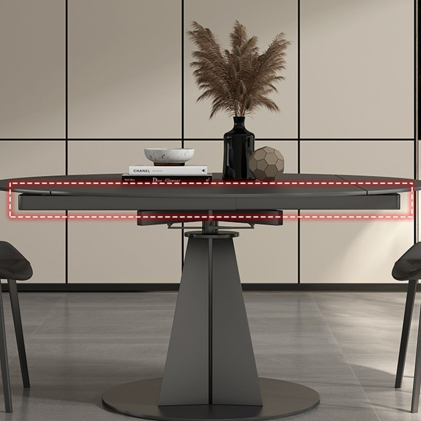 Folding Contemporary Dining Set with Sintered Stone Top Formal Dining Table Furniture