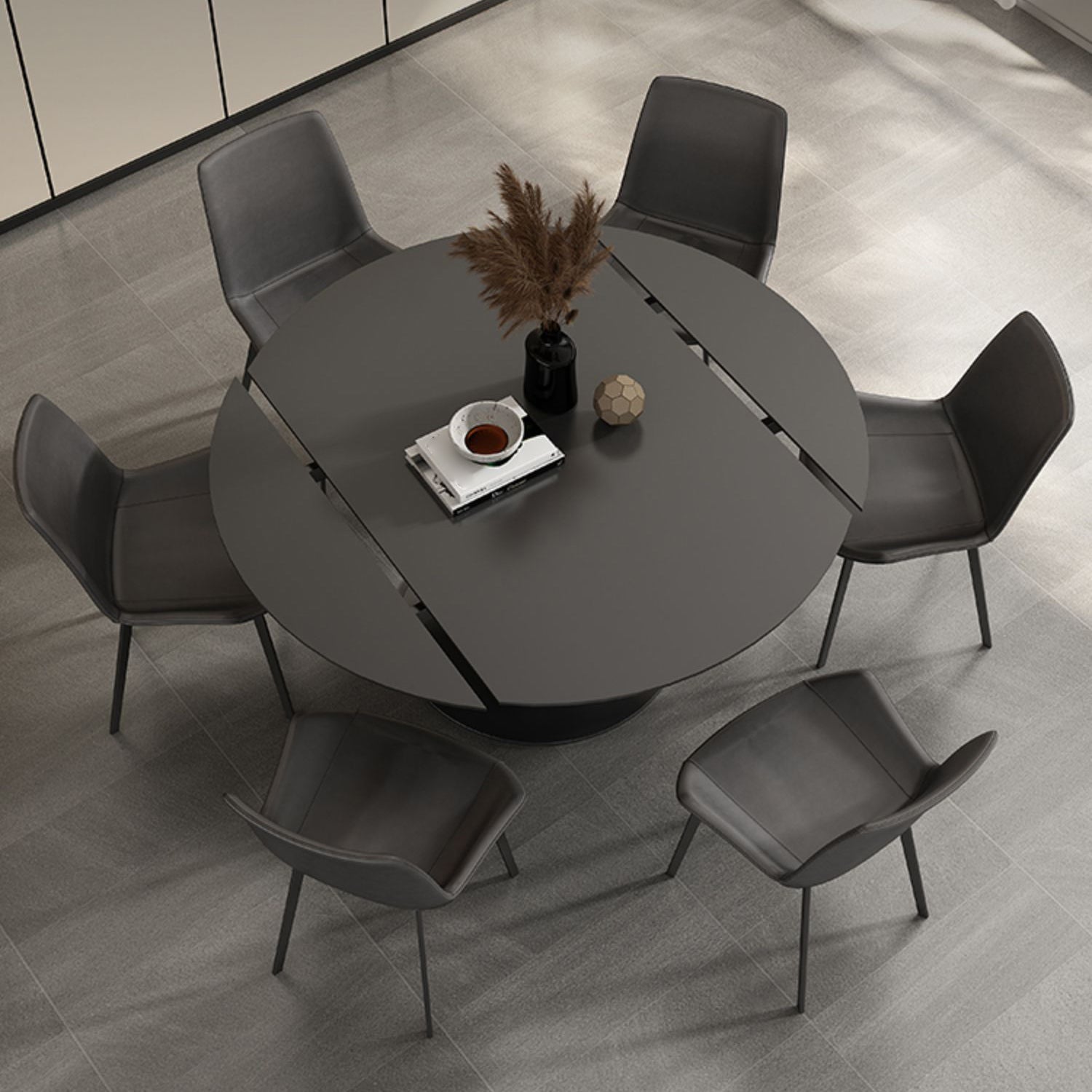 Folding Contemporary Dining Set with Sintered Stone Top Formal Dining Table Furniture