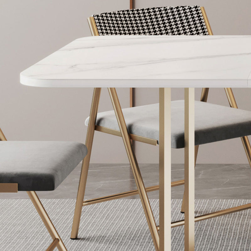 Modern Foldable Dining Room Set Standard Height with Gold Base Dining Furniture